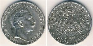 3 Марка Пруссия (королевство) (1701-1918) Серебро Wilhelm II, German Emperor (1859-1941)