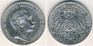 3 Марка Пруссия (королевство) (1701-1918) Серебро Wilhelm II, German Emperor (1859-1941)