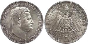 3 Марка Рейсс (старшей линии) (1778 - 1918) Серебро Heinrich XXIV, Prince Reuss of Greiz