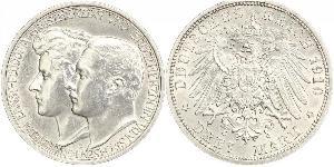 3 Марка Саксен-Веймар-Эйзенах (1809 - 1918) Серебро Вильгельм Эрнст Саксен-Веймар-Эйзенахский