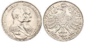 3 Марка Саксен-Веймар-Эйзенах (1809 - 1918) Серебро Вильгельм Эрнст Саксен-Веймар-Эйзенахский