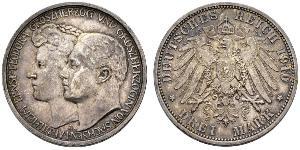 3 Марка Саксен-Веймар-Эйзенах (1809 - 1918) Серебро Вильгельм Эрнст Саксен-Веймар-Эйзенахский