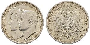 3 Марка Саксен-Веймар-Эйзенах (1809 - 1918) Серебро Вильгельм Эрнст Саксен-Веймар-Эйзенахский
