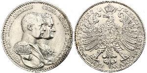 3 Марка Саксен-Веймар-Эйзенах (1809 - 1918) Серебро Вильгельм Эрнст Саксен-Веймар-Эйзенахский