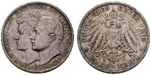 3 Марка Саксен-Веймар-Эйзенах (1809 - 1918) Серебро Вильгельм Эрнст Саксен-Веймар-Эйзенахский