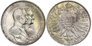 3 Марка Саксен-Веймар-Эйзенах (1809 - 1918) Серебро Вильгельм Эрнст Саксен-Веймар-Эйзенахский