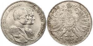 3 Марка Саксен-Веймар-Эйзенах (1809 - 1918) Серебро Вильгельм Эрнст Саксен-Веймар-Эйзенахский