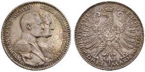 3 Марка Саксен-Веймар-Эйзенах (1809 - 1918) Серебро Вильгельм Эрнст Саксен-Веймар-Эйзенахский
