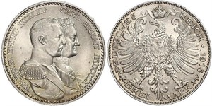 3 Марка Саксен-Веймар-Эйзенах (1809 - 1918) Серебро Вильгельм Эрнст Саксен-Веймар-Эйзенахский