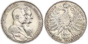 3 Марка Саксен-Веймар-Эйзенах (1809 - 1918) Серебро Вильгельм Эрнст Саксен-Веймар-Эйзенахский
