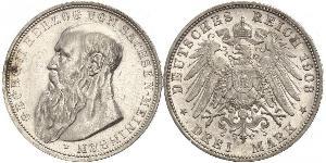 3 Марка Саксен-Мейнинген (1680 - 1918) Серебро Георг II (герцог Саксен-Мейнингена)