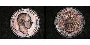 3 Марка Саксония (королевство) (1806 - 1918) Серебро Фридрих Август III (король Саксонии) (1865-1932)