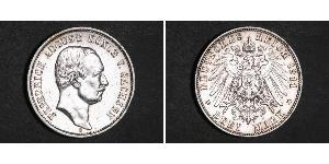 3 Марка Саксония (королевство) (1806 - 1918) Серебро Фридрих Август III (король Саксонии) (1865-1932)