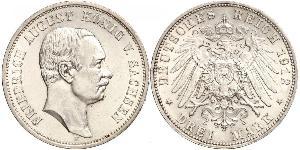 3 Марка Саксония (королевство) (1806 - 1918) Серебро Фридрих Август III (король Саксонии) (1865-1932)