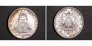3 Марка Саксония (королевство) (1806 - 1918) Серебро 