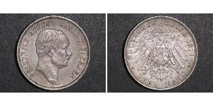3 Марка Саксония (королевство) (1806 - 1918) Серебро Фридрих Август III (король Саксонии) (1865-1932)