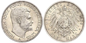 3 Марка Principality of Reuss-Greiz (1778 - 1918) Срібло Heinrich XXIV, Prince Reuss of Greiz
