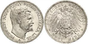 3 Марка Principality of Reuss-Greiz (1778 - 1918) Срібло Heinrich XXIV, Prince Reuss of Greiz