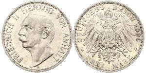 3 Марка Ангальт-Дессау (1603 -1863) Срібло Friedrich II, Duke of Anhalt (1856 – 1918)