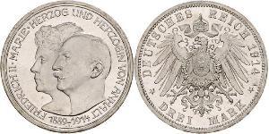 3 Марка Ангальт-Дессау (1603 -1863) Срібло Friedrich II, Duke of Anhalt (1856 – 1918)