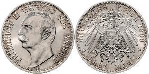 3 Марка Ангальт-Дессау (1603 -1863) Срібло Friedrich II, Duke of Anhalt (1856 – 1918)