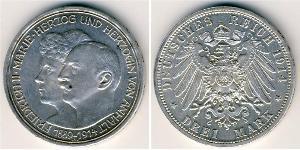 3 Марка Ангальт-Дессау (1603 -1863) Срібло Friedrich II, Duke of Anhalt (1856 – 1918)
