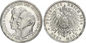 3 Марка Ангальт-Дессау (1603 -1863) Срібло Friedrich II, Duke of Anhalt (1856 – 1918)