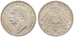 3 Марка Ангальт-Дессау (1603 -1863) Срібло Friedrich II, Duke of Anhalt (1856 – 1918)