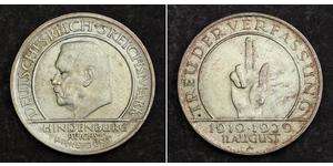 3 Марка Веймарська республіка (1918-1933) Срібло Пауль фон Гінденбург