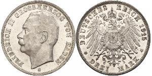 3 Марка Велике герцогство Баден (1806-1918) Срібло Frederick II, Grand Duke of Baden (1857 - 1928)