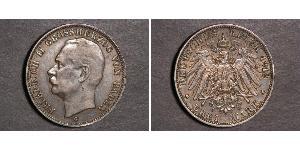 3 Марка Велике герцогство Баден (1806-1918) Срібло Frederick II, Grand Duke of Baden (1857 - 1928)