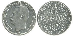 3 Марка Велике герцогство Баден (1806-1918) Срібло Frederick II, Grand Duke of Baden (1857 - 1928)