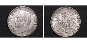 3 Марка Велике герцогство Баден (1806-1918) Срібло Frederick II, Grand Duke of Baden (1857 - 1928)