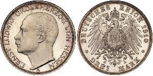 3 Марка Великое герцогство Гессен (1806 - 1918) Срібло Ernest Louis, Grand Duke of Hesse (1868 - 1937)