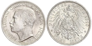 3 Марка Великое герцогство Гессен (1806 - 1918) Срібло Ernest Louis, Grand Duke of Hesse (1868 - 1937)