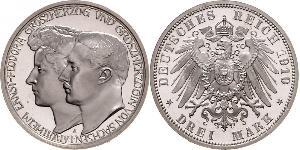 3 Марка Герцогство Саксен-Веймар-Ейзенахське (1809 - 1918) Срібло William Ernest, Grand Duke of Saxe-Weimar-Eisenach