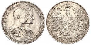 3 Марка Герцогство Саксен-Веймар-Ейзенахське (1809 - 1918) Срібло William Ernest, Grand Duke of Saxe-Weimar-Eisenach