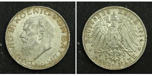 3 Марка Королівство Баварія (1806 - 1918) Срібло Людвіг III (король Баварії) (1845 – 1921)