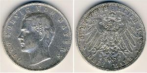 3 Марка Королівство Баварія (1806 - 1918) Срібло Otto of Bavaria (1848 – 1916)