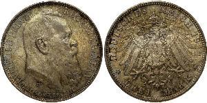 3 Марка Королівство Баварія (1806 - 1918) Срібло Otto of Bavaria (1848 – 1916)