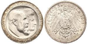 3 Марка Королівство Вюртемберг Срібло Wilhelm II, German Emperor (1859-1941)