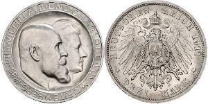 3 Марка Королівство Вюртемберг Срібло Wilhelm II, German Emperor (1859-1941)