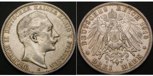 3 Марка Королівство Пруссія (1701-1918) Срібло Wilhelm II, German Emperor (1859-1941)