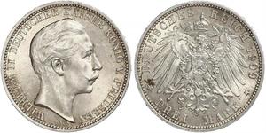 3 Марка Королівство Пруссія (1701-1918) Срібло Wilhelm II, German Emperor (1859-1941)