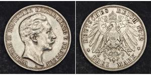 3 Марка Королівство Пруссія (1701-1918) Срібло Wilhelm II, German Emperor (1859-1941)
