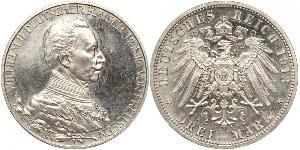 3 Марка Королівство Пруссія (1701-1918) Срібло Wilhelm II, German Emperor (1859-1941)