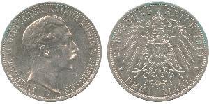3 Марка Королівство Пруссія (1701-1918) Срібло Wilhelm II, German Emperor (1859-1941)