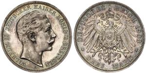 3 Марка Королівство Пруссія (1701-1918) Срібло Wilhelm II, German Emperor (1859-1941)