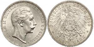 3 Марка Королівство Пруссія (1701-1918) Срібло Wilhelm II, German Emperor (1859-1941)