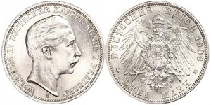 3 Марка Королівство Пруссія (1701-1918) Срібло Wilhelm II, German Emperor (1859-1941)